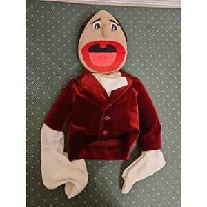 VTG Hand Made MAN BROWN HAIR OPERA SINGER Hand Puppet 70s 80s 20 in